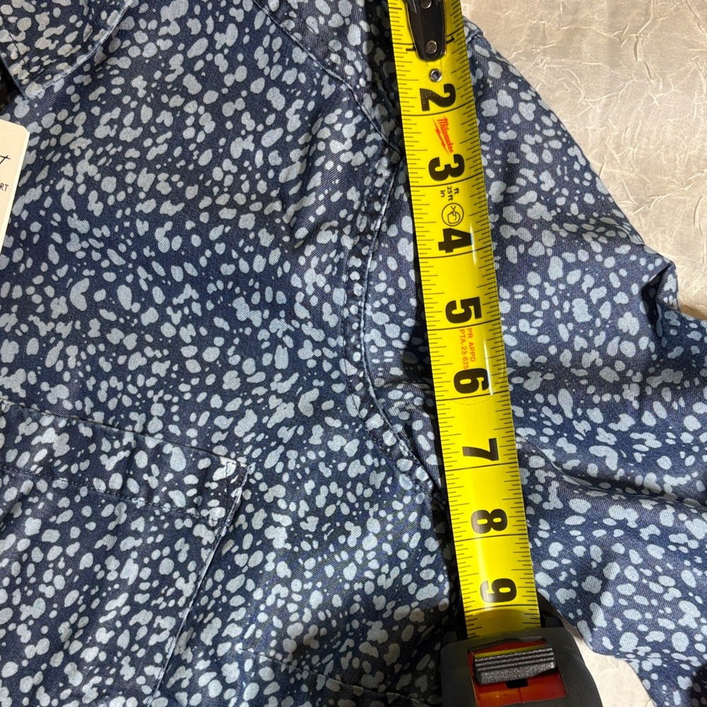 Foxcroft Navy Blue Printed Button-Down Shirt - Picture 10 of 11